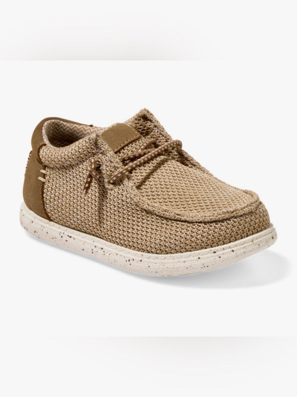 Kids Casual Knit Moccasin Shoe in Tan
